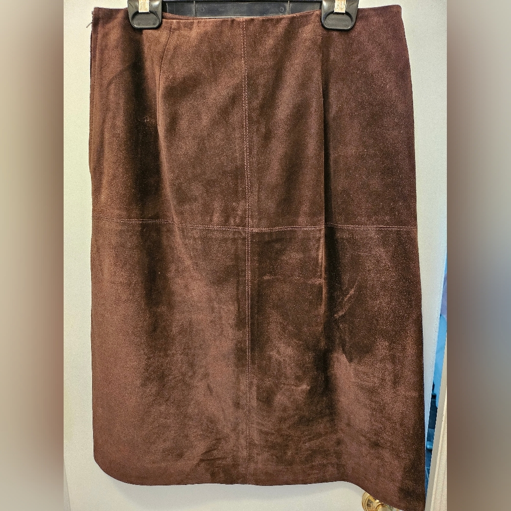 Brown genuine suede pencil skirt Size 10